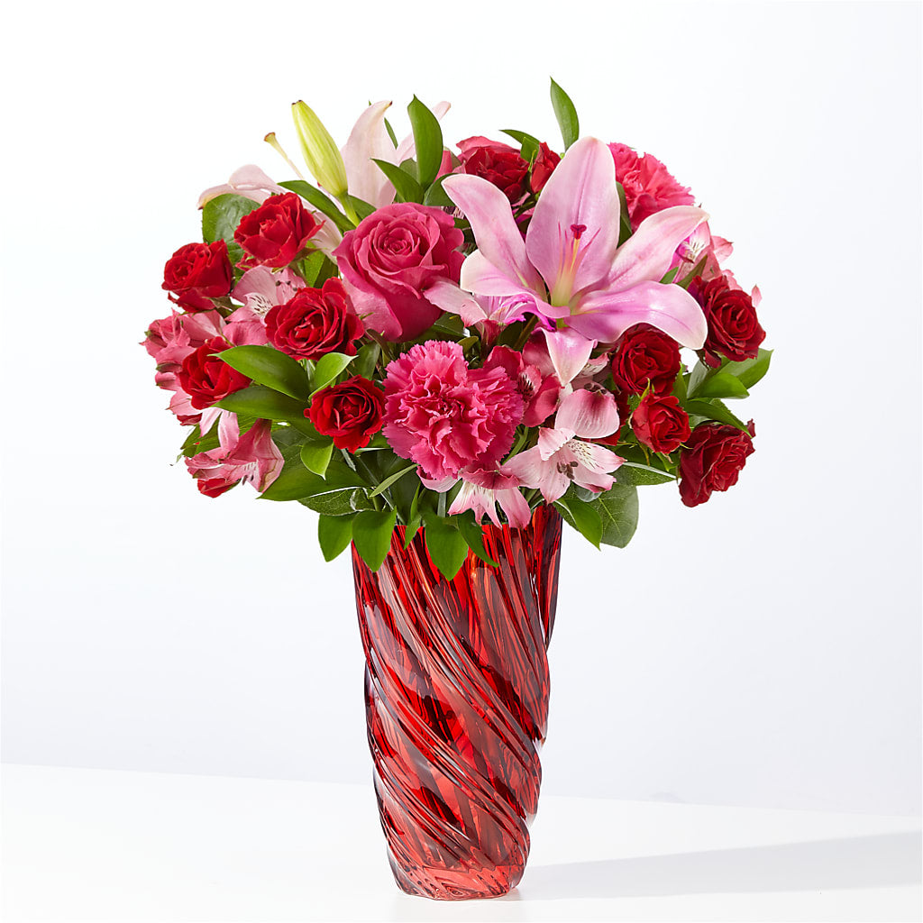 In Love Bouquet with Luxe Swirl Vase – The Flower Boutique, Gettysburg PA