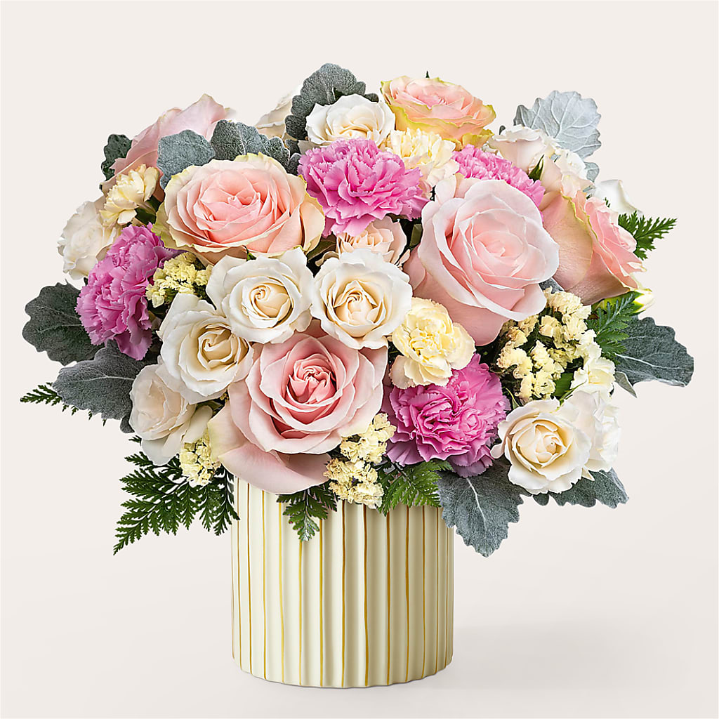 Blissful Moments Bouquet with Ivory Vase – The Flower Boutique, Gettysburg PA