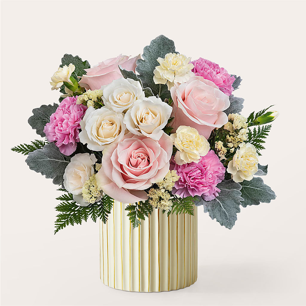 Blissful Moments Bouquet with Ivory Vase – The Flower Boutique, Gettysburg PA