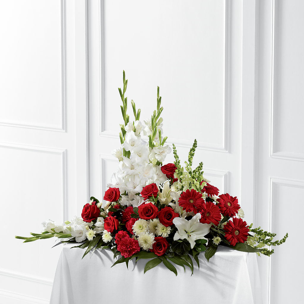 Crimson & White Arrangement – The Flower Boutique, Gettysburg PA