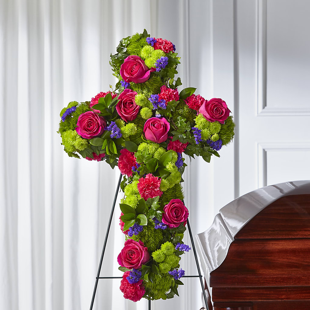 Tribute Rose Floral Cross – The Flower Boutique, Gettysburg PA