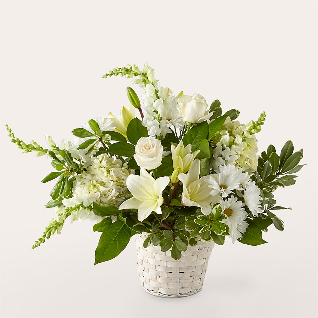 Ivory Elegance Floral Basket – The Flower Boutique, Gettysburg PA