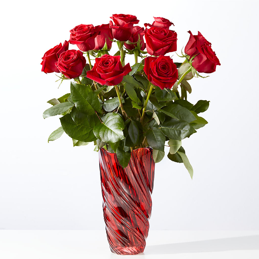 Classic Love Red Rose Bouquet with Luxe Swirl Vase – The Flower Boutique, Gettysburg PA