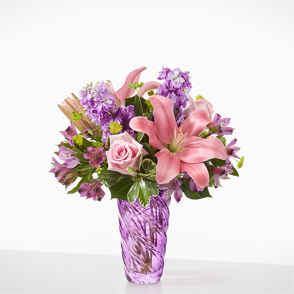 Precious Petals Bouquet with Luxe Swirl Vase – The Flower Boutique, Gettysburg PA