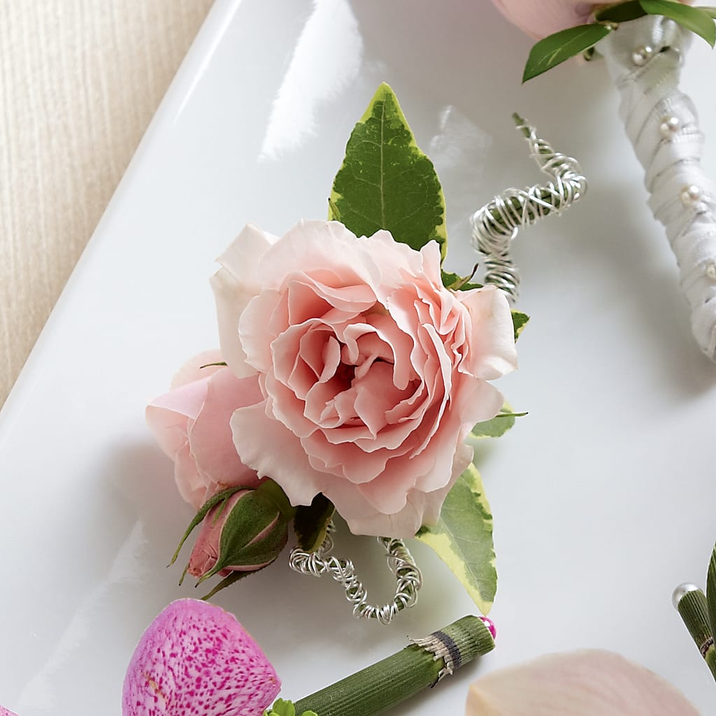 Pink Spray Rose Boutonniere – The Flower Boutique, Gettysburg PA