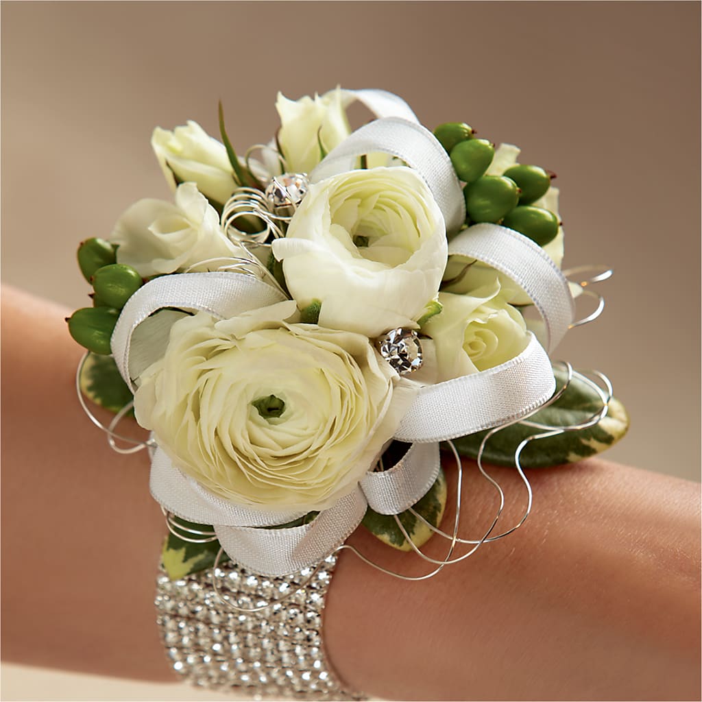 White Wedding Corsage – The Flower Boutique, Gettysburg PA