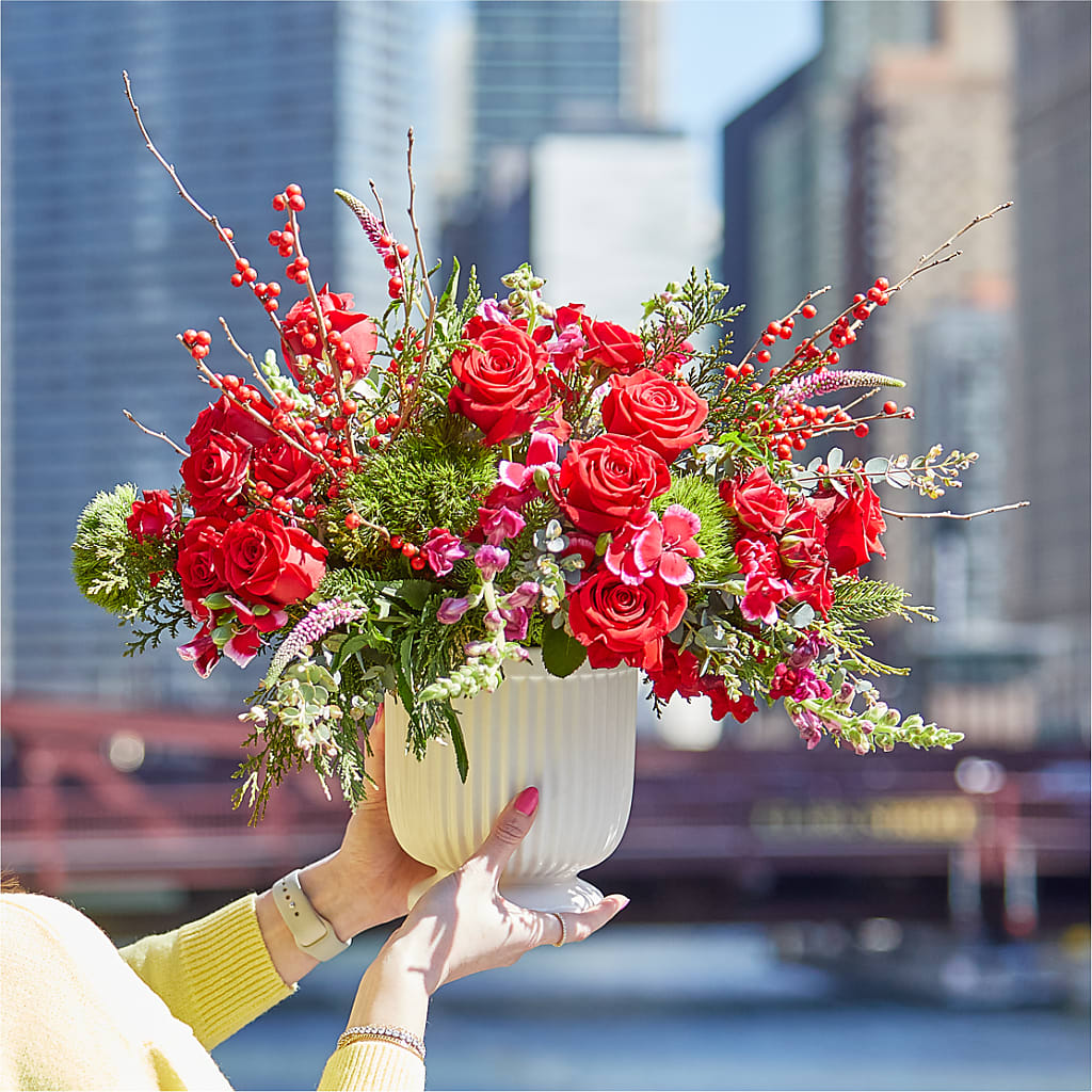 Big Red Bow Bouquet –  The Flower Boutique, Gettysburg PA