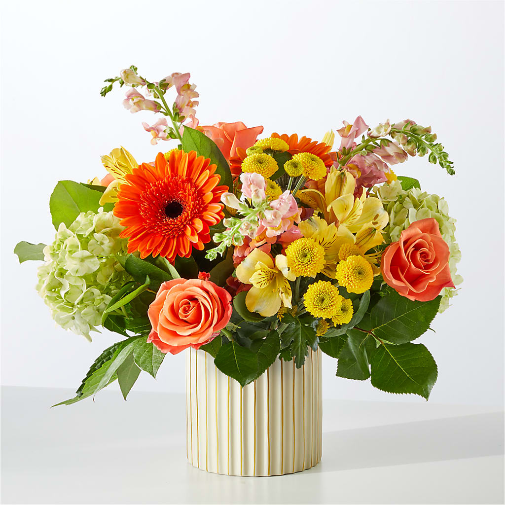 Autumn Sunshine Bouquet with Ivory Vase –  The Flower Boutique, Gettysburg PA