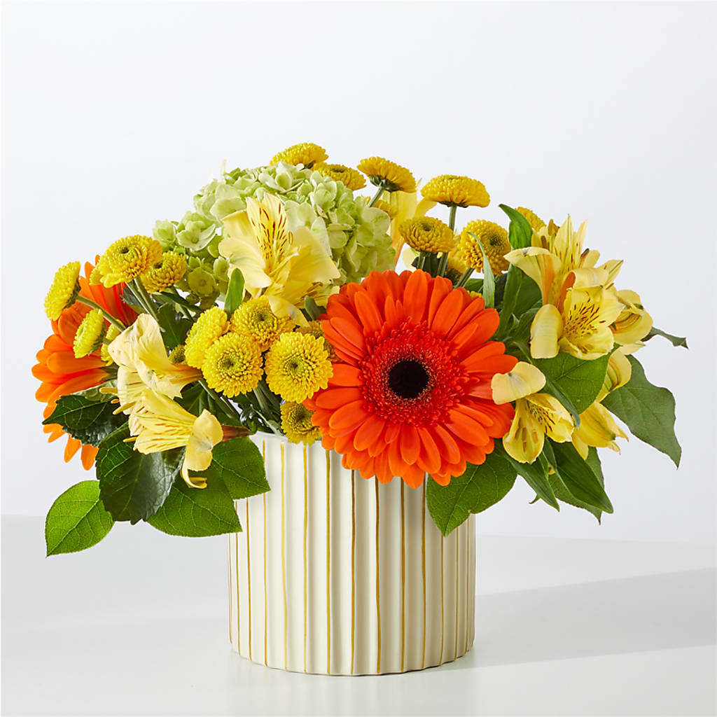 Autumn Sunshine Bouquet with Ivory Vase –  The Flower Boutique, Gettysburg PA