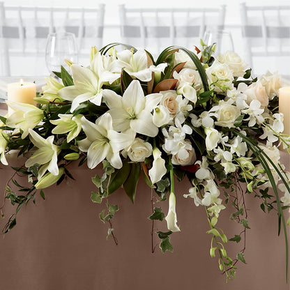 White Linen Arrangement –  The Flower Boutique, Gettysburg PA