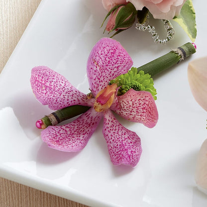 Pink Mokara Boutonniere –  The Flower Boutique, Gettysburg PA